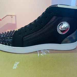 Christian Louboutin Lou Spikes Orlato Flat Pat CL/Mesh Version Multi 45.5(US12.5